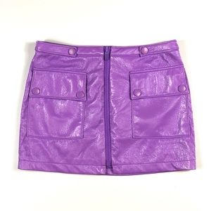 LILAC SILENCE + NOISE FAUX LEATHER MINI SKIRT
